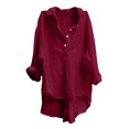 thumbnail image 2 of AherBiu Chemises en Lin pour Femmes à Boutons Manches Longues Col à Revers Chandail Ample Décontracté Léger Classique Hauts d'Automne, 2 of 8