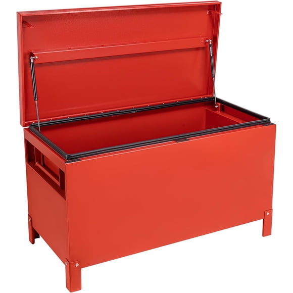 36x15x19in Large Aluminum Truck Bed Tool Box Heavy-Duty Waterproof Storage Chest with Side Handles Industrial Toolbox for Pickup RV Trailer Red