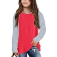 thumbnail image 2 of GDREDA Vêtements Fille Filles Décontracté Manches Longues Raglan T-Shirts Col Rond Tuniques Hauts Enfants Ado T-Shirt à Blocs de Couleur Blouses Vêtements de Printemps Filles T-Shirts T-Shirts Graphiques Rouge,6-7 Ans, 2 of 9