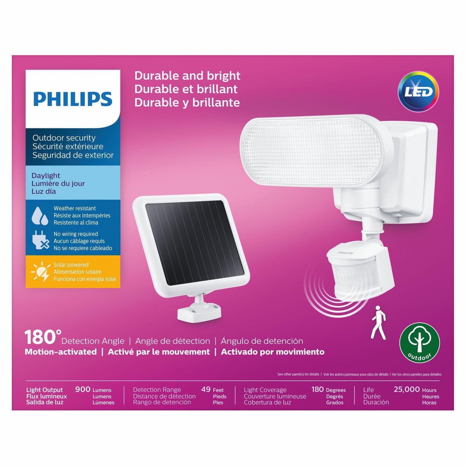 Philips Projecteur double a l'energie solaire avec DEL et detecteur de mouvement de 180°