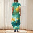 thumbnail image 4 of Ovzne Robes pour Femmes Robe Femme Robes pour Femmes Été Décontracté Imprimé Floral Col Rond Manches Courtes Poches Imprimé Robe Longue Robe pour Femmes Manches Courtes Robes Longues Imprimées Liquidation, 4 of 6