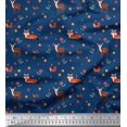 thumbnail image 1 of Soimoi Poly Georgette Fabric Floral,Deer & Fox Kids Print Fabric by The Yard 52 Inch Wide, 1 of 3