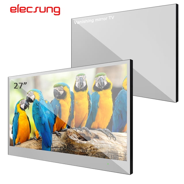 Elecsung 27" Smart Mirror Finish Android TV, Waterproof Bathroom LED Television with WiFi, Shower Smart Display Wall-Mount TV