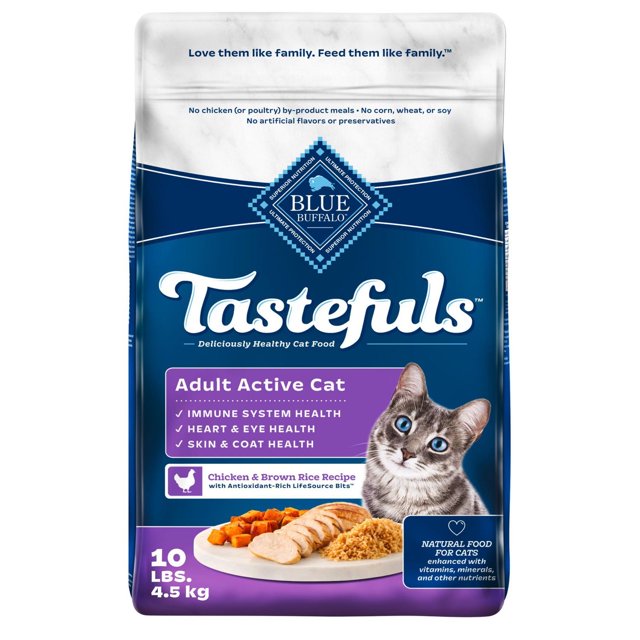Blue Buffalo Tastefuls Nourriture Sèche pour Chats, Chat Adulte Actif, Poulet et Riz Brun 4.5kg