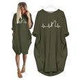 thumbnail image 2 of REDHOTYPE Ligne Mode Cat Robe Midi Décontractée pour Femmes Élégante à Manches Longues Motif Cartoon Cat Robe avec Poche Tenue d'Intérieur, 2 of 3