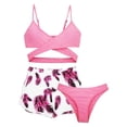 thumbnail image 1 of MIASHUI Maillots de Bain Filles Ensemble Bikini 3 Pcs d'Été avec Shorts, Rose, 10-11 Ans, 1 of 2