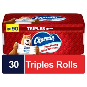 Charmin Papier hygiénique Ultra Forte, 30 Triples rouleaux90 Équivalent en rouleaux réguliers), 2-ply Tissu de salle de bains