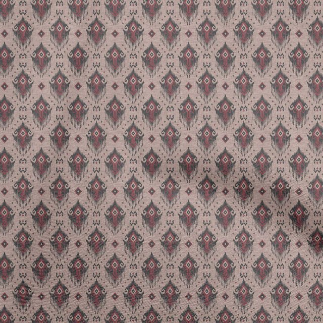oneOone Velvet Peach Fabric Asian Ikat Sewing Material Print Fabric By The Yard 58 Inch Wide
