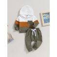 thumbnail image 3 of Faithtur Toddler Boy Autumn Clothes Contrast Color Long Sleeve Hoodies Solid Color Pants 2Pcs Outfit, 3 of 9