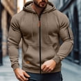 thumbnail image 1 of Men's Solid Color Cargo Hooded Jacket with Multiple Pockets, Raglan Long Sleeve, Breathable Nylon Spandex for Sports Training and Casual Outdoor Wear, 1 of 3