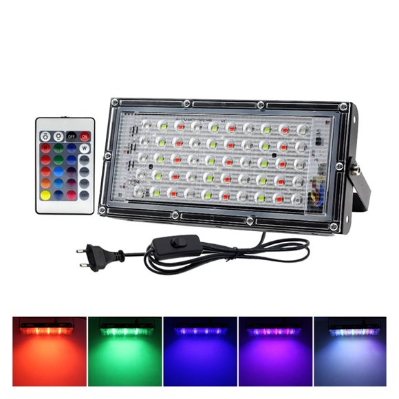 Projecteur RVB 50 W 100 W Lumière Blanche Lumière Chaude Projecteur DEL IP65 Étanche Projecteur DEL à Changement, Facile à Installer