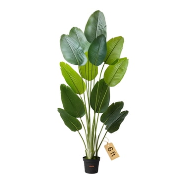 VEVOR Arbre d'Oiseau de Paradis Artificiel de 6 Pieds Plante Factice avec Pot Intérieur Extérieur