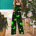 thumbnail image 2 of QATAINLAV Combinaisons de la Saint-Patrick pour Femmes en Coton et Lin, Combinaisons Détente Confortables, Salopettes Tendance à Imprimé Trèfle avec Poches, Vert P Rabais de 90 % Liquidation, 2 of 8
