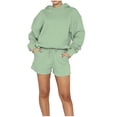 thumbnail image 1 of IROINNID Sweatsuit For Women 2 Pieces Set Reduced Solid Set Tracksuit Pullover Sport Hoodless Suit Sets Jogging Suit,Green, 1 of 9