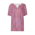 thumbnail image 4 of Womens Fashion Printed Short Sleeves Blouse Round Neck Casual Tops, 4 of 4