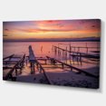 thumbnail image 2 of Fishing Pier in Sea at Sunset - Seashore Canvas Art Print, 2 of 4