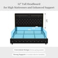 thumbnail image 4 of SIBEDS Queen LED Bed Frame with Galaxy Projector, Charging Station, 52" Headboard & 2 Drawers, No Box Spring Required, PU Black, 4 of 9