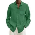 thumbnail image 1 of Ketyyh-chn99 Chemise Habillée pour Homme Été Coton Décontractée Grande Taille Chemise Ample pour Homme Col Rabattu Chemise à Manches Longues Taille pour 5TG, Vert, 1 of 5