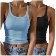 thumbnail image 1 of Timegard 2pc Tank Tops for Women Scoop Neck Ribbed Sleeveless Slim Crop Top Casual Going out Tops Camis, 1 of 6