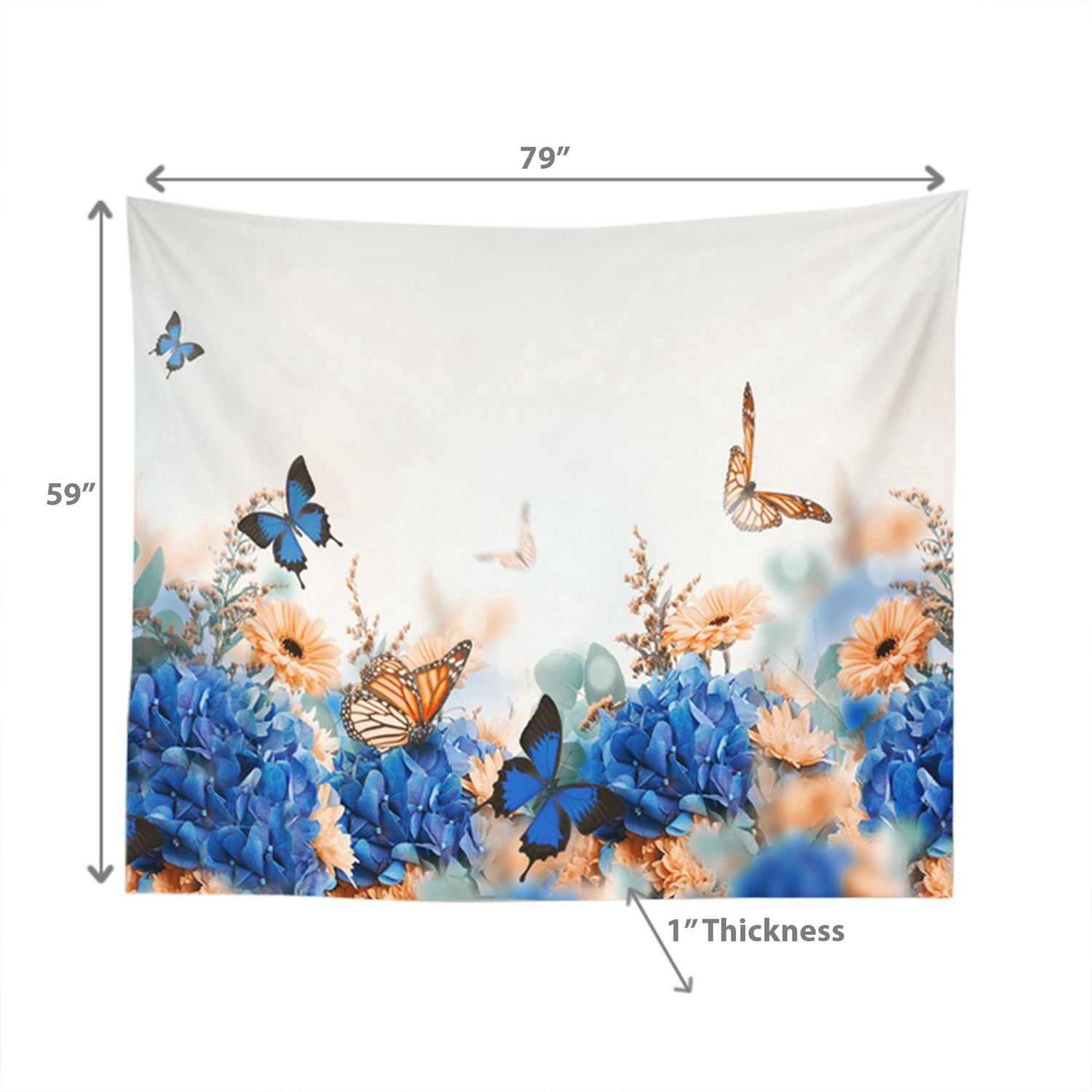 IH Casa Decor Polyester Fond 59" X 79" Floral Bleu
