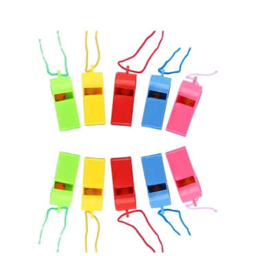 Sifflets Colorés 24 Pcs Sifflets en Plastique Colorés Sifflets d'Encouragement de Ravitaillement Sifflets d'Arbitre Jouet pour Enfants Articles de Sport (Couleur Aléatoire) (avec Corde)