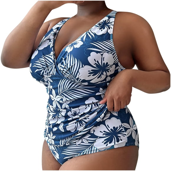 FcBaudy 2 Piece Swimsuit for Women, Swim Suits for Women, New Women's Oversized Jumpsuit Solid Color Special Fabric Pleated Breathable Swimsuit For Women Women Swimsuit