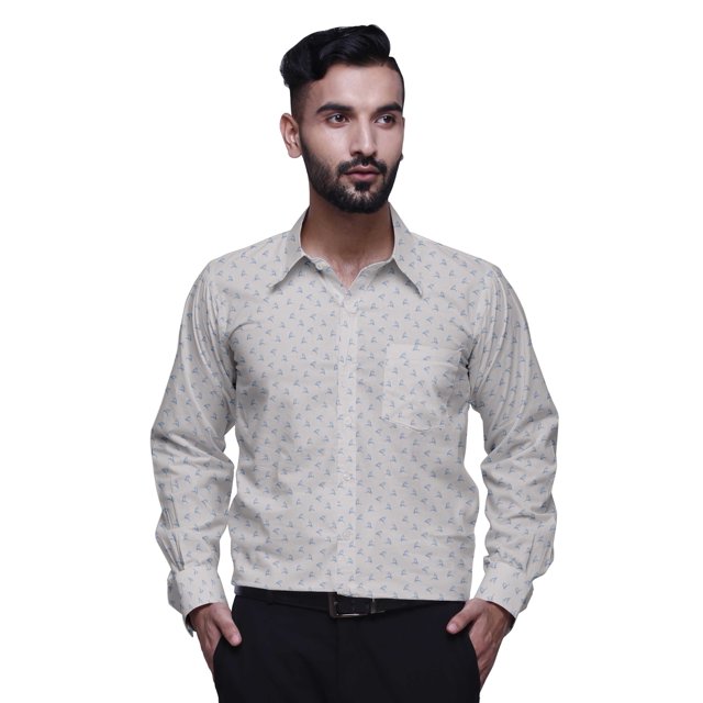 BESTMAN Long Sleeve Formal Shirt For Men Printed Button Down Cotton Men Shirts