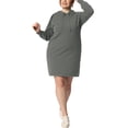 thumbnail image 2 of GRACE & GRANDEUR Chandail en Tricot Côtelé à Enfiler pour Femme Grande Taille, Manches Longues, Robe Moulante à Capuche, Gris 2X, 2 of 6