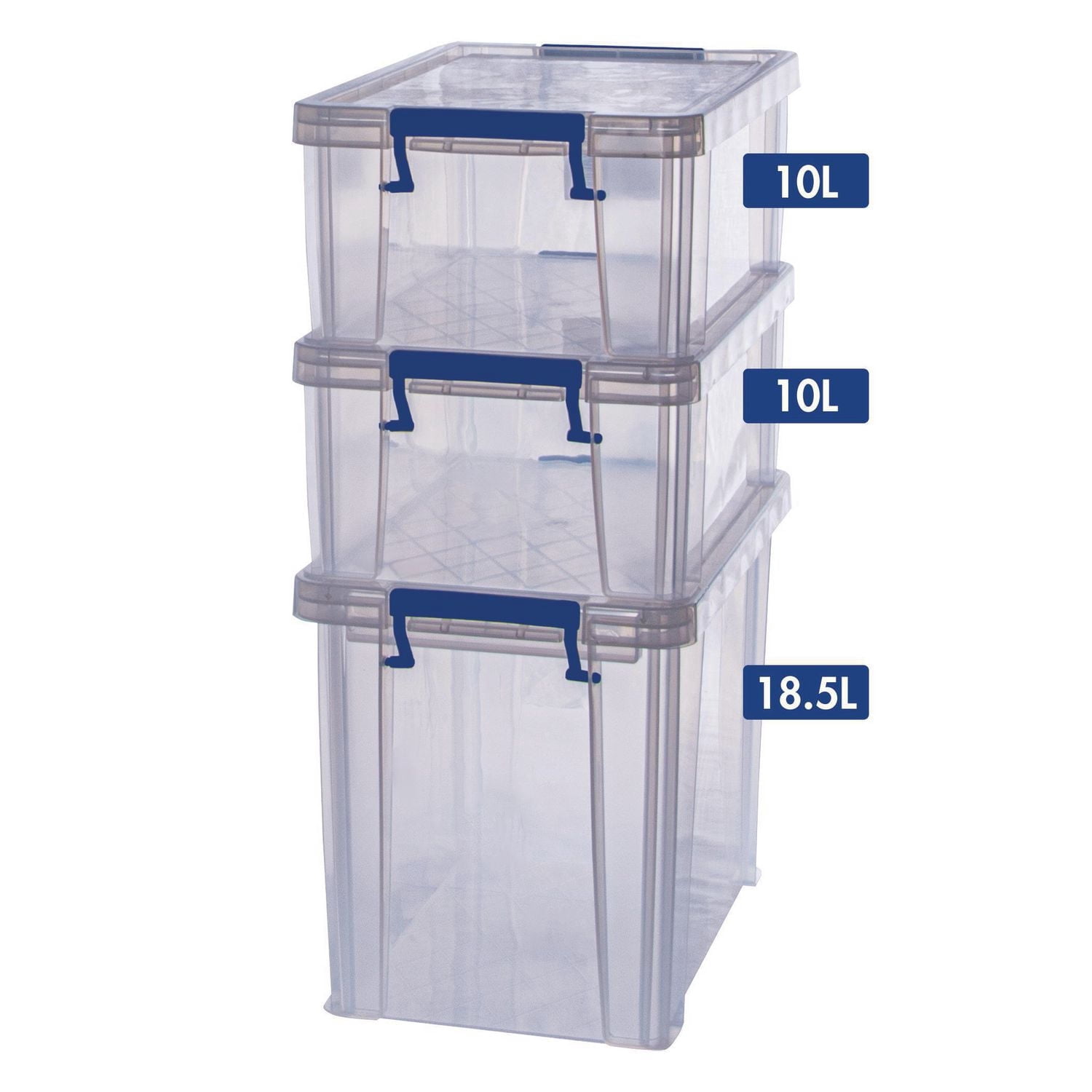 Boîte de rangement en plastique Bankers Box Pack Promo 4 ( 2 x 10L + 1 x 18.5L)