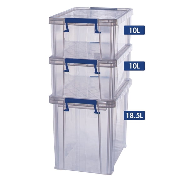 Boîte de rangement en plastique Bankers Box Pack Promo 4 ( 2 x 10L + 1 x 18.5L)