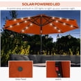 thumbnail image 4 of Outsunny 9ft Solar Patio Umbrella with LED Lights Tilt Canopy, Orange, 4 of 10