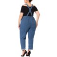 thumbnail image 3 of Unique Bargains Salopette à Bavette en Denim pour Femme Grande Taille, Bleu, 3X, 3 of 5