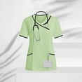 thumbnail image 1 of Hauts d'Uniformes de Sarraus - T-Shirt Tunique de Sarraus Léger et Extensible pour Femmes pour le Travail, Manches Courtes, Col en V, avec Poches, Vert m, 1 of 9
