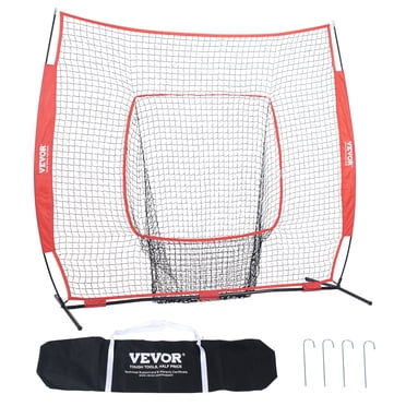 VEVOR Filet d'Entraînement de Baseball et Softball 7 X 7 Pi, Filet d'Entraînement de Baseball Portable pour Frapper, Frapper, Attraper et Lancer, Équipement de Baseball avec Filet Arrière, Aides à l'Entraînement