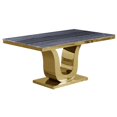 thumbnail image 3 of Gray Marble Dining Set with Gold Stainless Steel and Black Velvet Chairs, 3 of 3