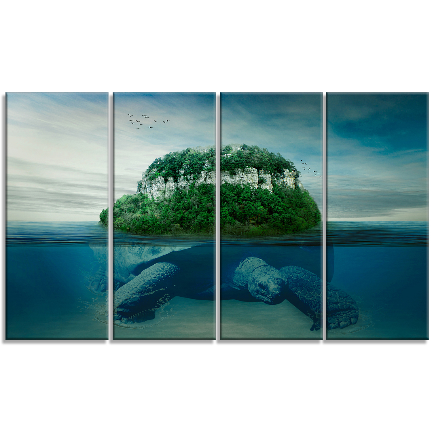 Design Art Giant Turtle Carrying Island Canvas Print