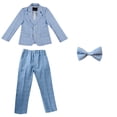 thumbnail image 5 of RXIRUCGD Ensemble 3 Pcs pour Garçons Chemise Veste Pantalon Long Cravate Haut/chemise à Manches Longues à Col Rond ( Bleu, Taille : 130 ), 5 of 5