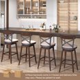 thumbnail image 2 of Costway Set of 4 Wooden Swivel Bar Stools Upholstered Bar Height Dining Chairs Brown, 2 of 8