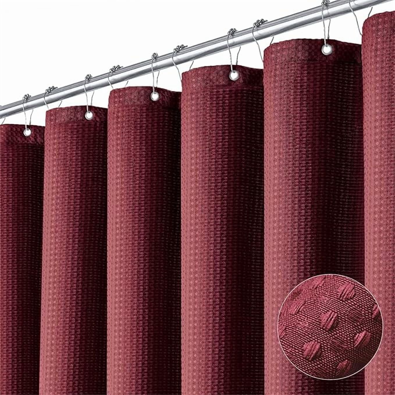 suxuMhao Waffle Pattern Waterproof Shower Curtain, 71×71in 1pc Shower Curtain Liner for Bathroom, Shower Liners with 12 Plastic Hooks as a Gift, Stylish Shower Curtains for Bathroom Decor​,Dark Red