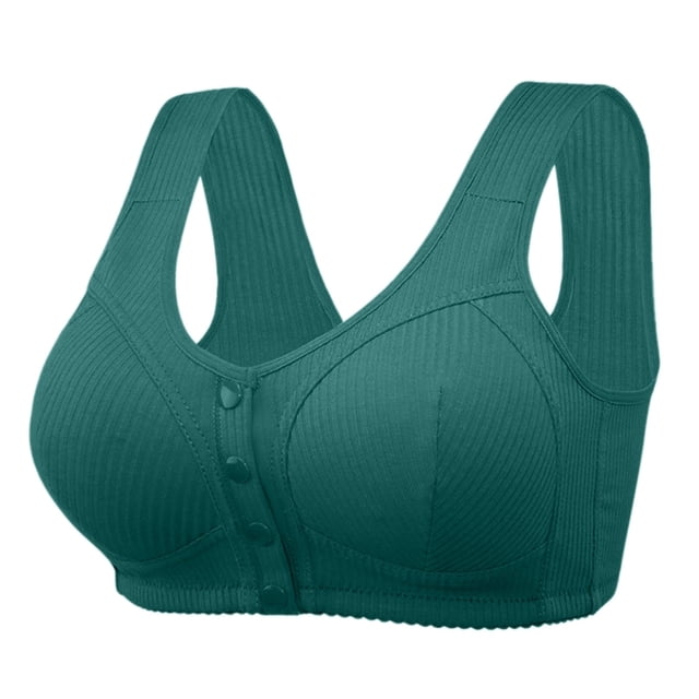 Kcodviy Women's Comfortable New Thread Strapless Bra Cloth Pure Cotton Front Sports Bra for Women Button Medium and Old Women S Bras Age Large Size No Womens Sports Bras Steel Ring Bra
