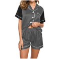 thumbnail image 1 of Yuyuzo Pajama Sets for Women 2 Piece Short Sleeve Button down Shirts Lounge Sets Color Block Soft Pj Sets, 1 of 4