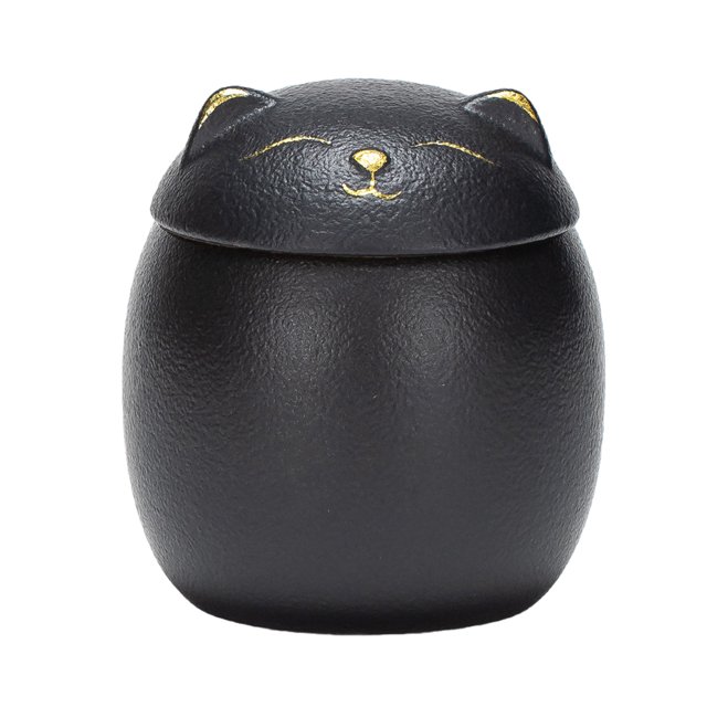 kurtrusly Large Capacity Ceramic Canisters Cute For Wide Application Ceramics Cat Form Ceramic Tea Jars Cat Shape Storage Jars black 150ml 1Set