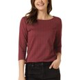 thumbnail image 1 of INSPIRE CHIC Haut à Carreaux Pied-de-Poule pour Femme Manches 3/4 Encolure Bateau Extensible Blouse de Bureau S Carreaux Rouges, 1 of 6