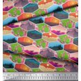 thumbnail image 1 of Soimoi Poly Georgette Fabric Floral & Geometric Patchwork Printed Craft Fabric by the Yard 52 Inch Wide, 1 of 3