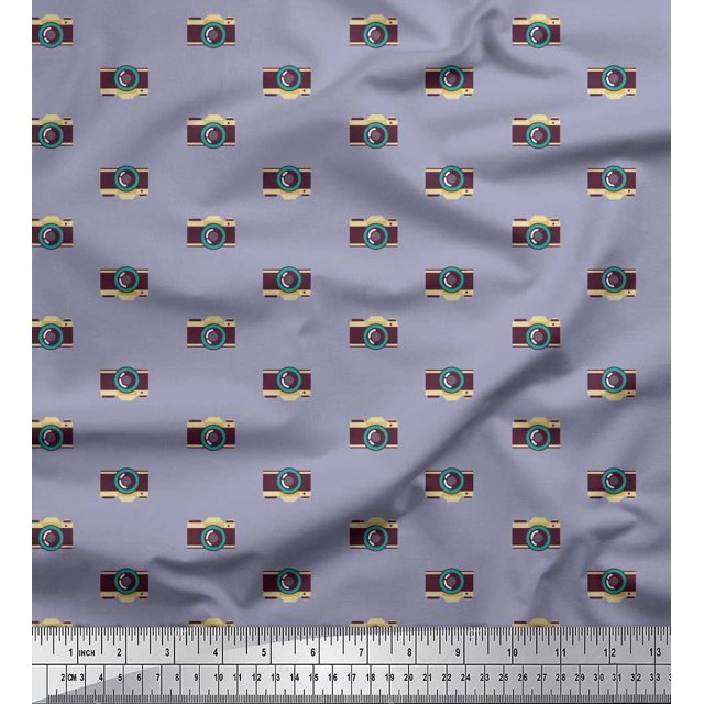 Soimoi Cotton Duck Fabric Camera Shirting Fabric Prints by Yard 42 Inch Wide