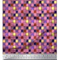 thumbnail image 1 of Soimoi Rayon Fabric Check & Brush Stroke Abstract Print Sewing Fabric Yard 42 Inch Wide, 1 of 3