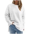 thumbnail image 1 of Pisexur Chandail en Molleton Douillet pour Femmes à Manches Longues Col Rond Mode Couleur Unie Automne chandail Décontracté Ourlet Fendu, 1 of 4