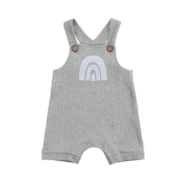 Xingqing Summer Newborn Baby Girls Boys Rompers 6 Colors Rainbow Printed Strap Sleeveless Button Jumpsuits