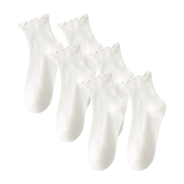 ylioge Ruffle Crew Socks for Women 3 Pack Cute Solid Comfort-Cotton Basic Boot Sock Sales