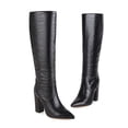 thumbnail image 4 of LSLJS Bottes d'Automne et d'Hiver à Talons Hauts Épais à Imprimé Serpent, Tige Manchon, Bout Rond, Cuissardes Bottes pour Femmes, Bottes Mi-Mollet à Talons Hauts pour Femmes, 4 of 5